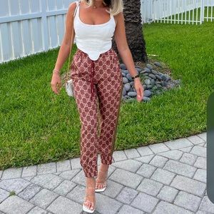 Gucci GG supreme print silk pants Women’s size XS